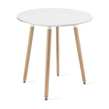 Table de salle à manger Table à manger ronde blanche avec pieds en hêtre naturel, diamètre 60 &amp; 80 cm - Design moderne et ergonomique pour cuisine, salle à manger, salon - Panneau MDF résistant