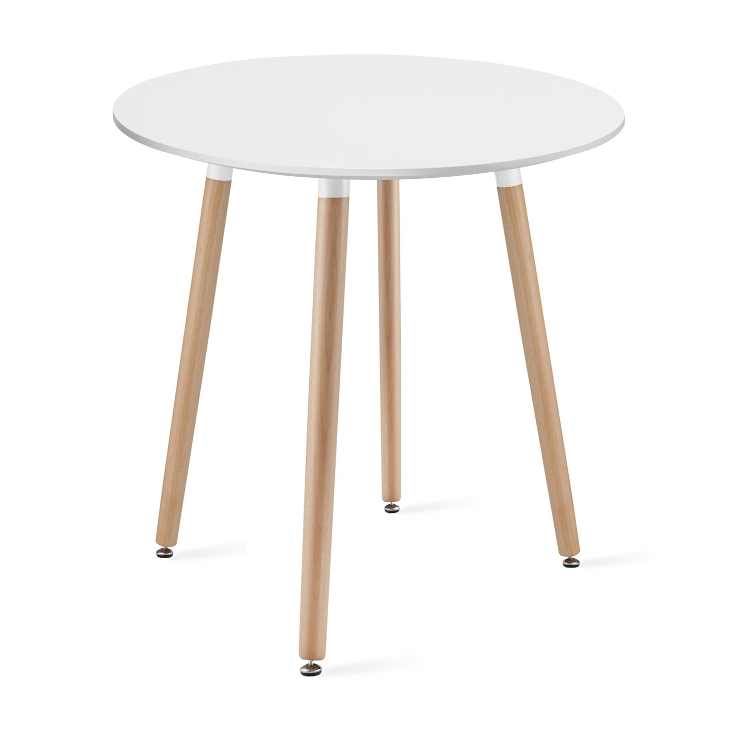 Esszimmertisch Runder weißer Esstisch mit Beinen aus Naturbuche, 60 & 80 cm Durchmesser - Modernes und ergonomisches Design für Küche, Esszimmer, Wohnzimmer - Langlebige MDF-Platte