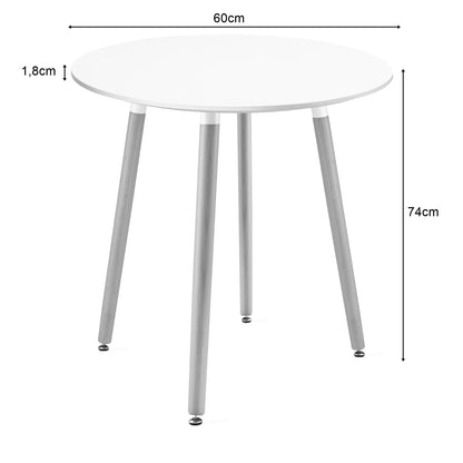 Esszimmertisch Runder weißer Esstisch mit Beinen aus Naturbuche, 60 & 80 cm Durchmesser - Modernes und ergonomisches Design für Küche, Esszimmer, Wohnzimmer - Langlebige MDF-Platte