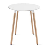 Table de salle à manger Table à manger ronde blanche avec pieds en hêtre naturel, diamètre 60 &amp; 80 cm - Design moderne et ergonomique pour cuisine, salle à manger, salon - Panneau MDF résistant