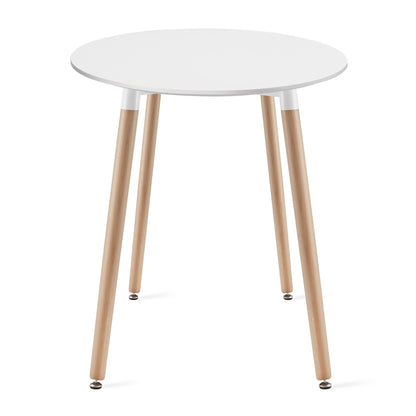 Esszimmertisch Runder weißer Esstisch mit Beinen aus Naturbuche, 60 & 80 cm Durchmesser - Modernes und ergonomisches Design für Küche, Esszimmer, Wohnzimmer - Langlebige MDF-Platte
