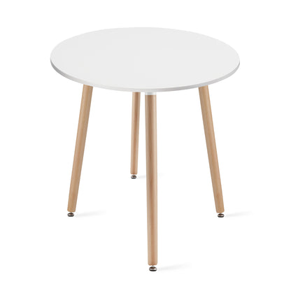 Esszimmertisch Runder weißer Esstisch mit Beinen aus Naturbuche, 60 & 80 cm Durchmesser - Modernes und ergonomisches Design für Küche, Esszimmer, Wohnzimmer - Langlebige MDF-Platte