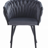 Gepolsterter Schreibtischstuhl mit gestepptem Design, ergonomischer Schreibtischstuhl, schwarze Metallbeine, geeignet für Wohnzimmer, Büro, Schlafzimmer, Esszimmer - 79 cm Höhe, 61 cm Breite