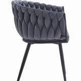 Gepolsterter Schreibtischstuhl mit gestepptem Design, ergonomischer Schreibtischstuhl, schwarze Metallbeine, geeignet für Wohnzimmer, Büro, Schlafzimmer, Esszimmer - 79 cm Höhe, 61 cm Breite