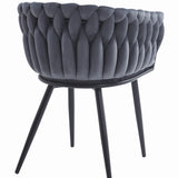 Gepolsterter Schreibtischstuhl mit gestepptem Design, ergonomischer Schreibtischstuhl, schwarze Metallbeine, geeignet für Wohnzimmer, Büro, Schlafzimmer, Esszimmer - 79 cm Höhe, 61 cm Breite