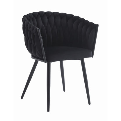 Chaise de bureau rembourrée avec design matelassé, chaise de bureau ergonomique, pieds en métal noir, convient pour salon, bureau, chambre à coucher, salle à manger – 79 cm de hauteur, 61 cm de largeur