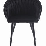 Gepolsterter Schreibtischstuhl mit gestepptem Design, ergonomischer Schreibtischstuhl, schwarze Metallbeine, geeignet für Wohnzimmer, Büro, Schlafzimmer, Esszimmer - 79 cm Höhe, 61 cm Breite