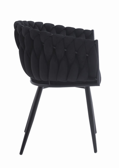 Chaise de bureau rembourrée avec design matelassé, chaise de bureau ergonomique, pieds en métal noir, convient pour salon, bureau, chambre à coucher, salle à manger – 79 cm de hauteur, 61 cm de largeur