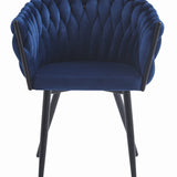 Gepolsterter Schreibtischstuhl mit gestepptem Design, ergonomischer Schreibtischstuhl, schwarze Metallbeine, geeignet für Wohnzimmer, Büro, Schlafzimmer, Esszimmer - 79 cm Höhe, 61 cm Breite