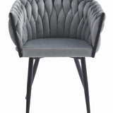 Gepolsterter Schreibtischstuhl mit gestepptem Design, ergonomischer Schreibtischstuhl, schwarze Metallbeine, geeignet für Wohnzimmer, Büro, Schlafzimmer, Esszimmer - 79 cm Höhe, 61 cm Breite