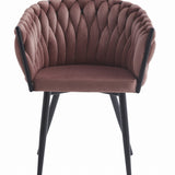 Gepolsterter Schreibtischstuhl mit gestepptem Design, ergonomischer Schreibtischstuhl, schwarze Metallbeine, geeignet für Wohnzimmer, Büro, Schlafzimmer, Esszimmer - 79 cm Höhe, 61 cm Breite