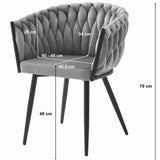 Gepolsterter Schreibtischstuhl mit gestepptem Design, ergonomischer Schreibtischstuhl, schwarze Metallbeine, geeignet für Wohnzimmer, Büro, Schlafzimmer, Esszimmer - 79 cm Höhe, 61 cm Breite