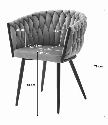 Gepolsterter Schreibtischstuhl mit gestepptem Design, ergonomischer Schreibtischstuhl, schwarze Metallbeine, geeignet für Wohnzimmer, Büro, Schlafzimmer, Esszimmer - 79 cm Höhe, 61 cm Breite