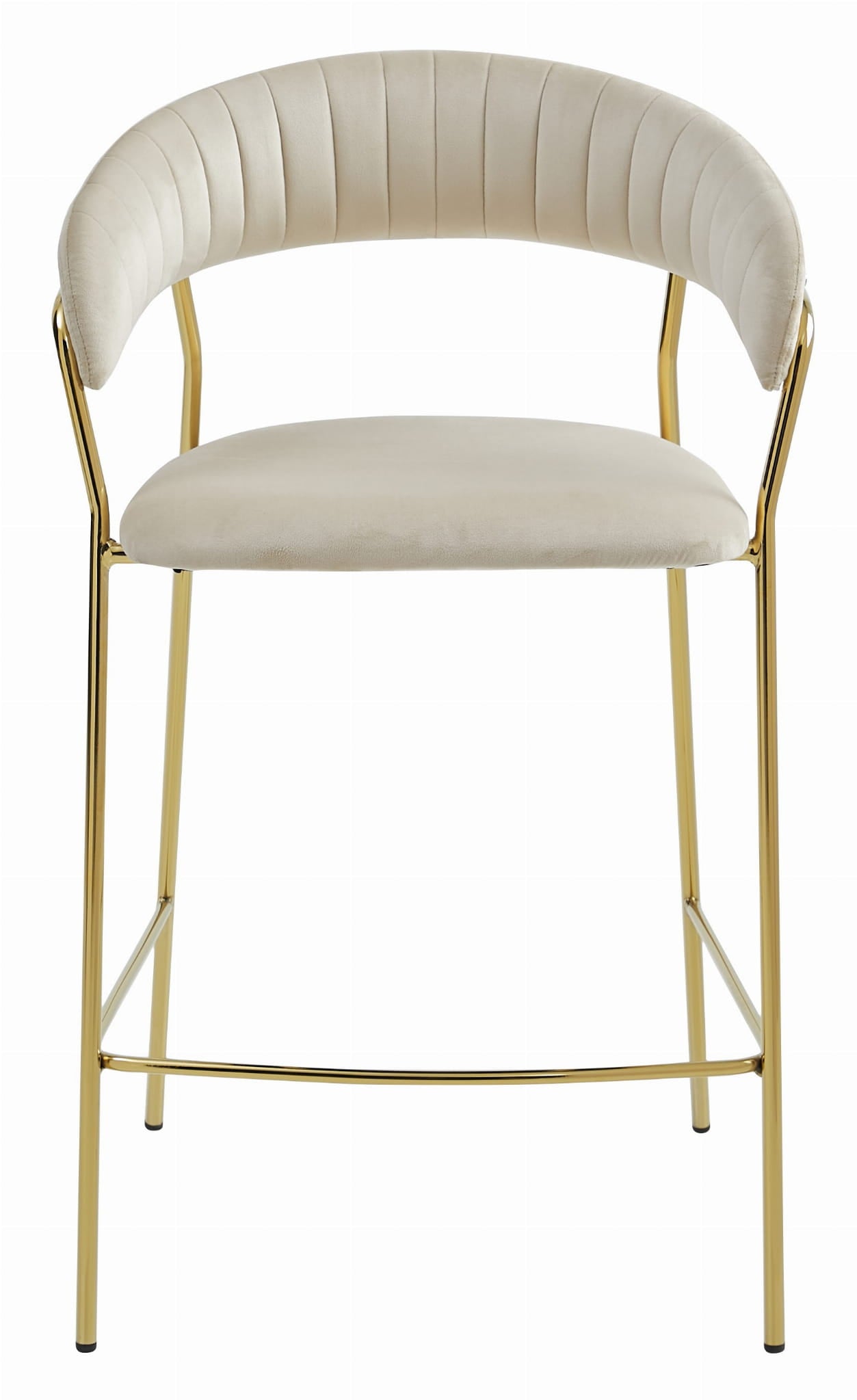 Tabouret de bar 94 cm, Velours Beige, design ergonomique, assise en velours, pieds en acier doré, parfait pour les cuisines et les bars, repose-pieds confortable, durable, facile à monter soi-même, charge maximale 120 kg