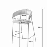 Tabouret de bar 94 cm, Velours Beige, design ergonomique, assise en velours, pieds en acier doré, parfait pour les cuisines et les bars, repose-pieds confortable, durable, facile à monter soi-même, charge maximale 120 kg