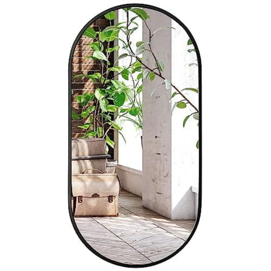 Miroir ovale 80x40 cm | 100x50 cm, idéal pour les salles de bains, les couloirs et les salons, style loft industriel, design polyvalent, matériau durable et de haute qualité