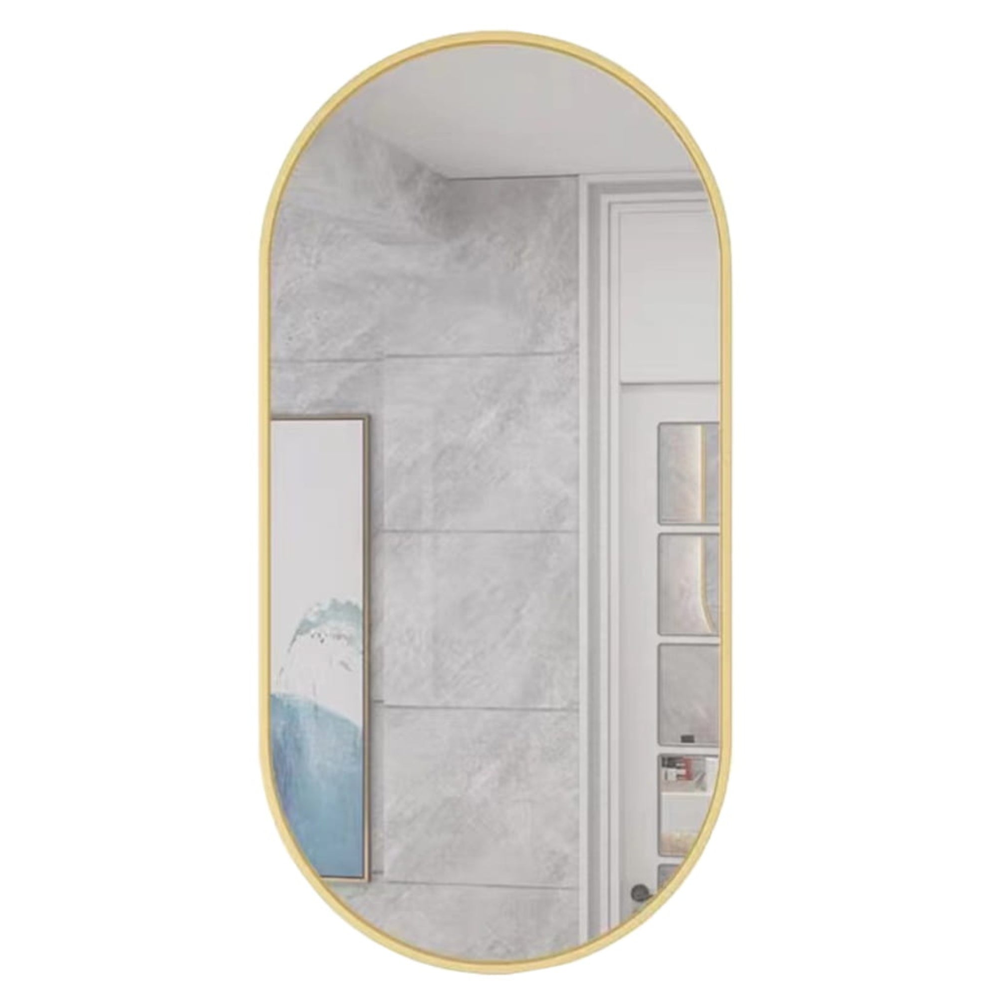 Miroir ovale 80x40 cm | 100x50 cm, idéal pour les salles de bains, les couloirs et les salons, style loft industriel, design polyvalent, matériau durable et de haute qualité