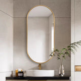 Miroir ovale 80x40 cm | 100x50 cm, idéal pour les salles de bains, les couloirs et les salons, style loft industriel, design polyvalent, matériau durable et de haute qualité