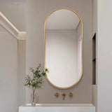 Miroir ovale 80x40 cm | 100x50 cm, idéal pour les salles de bains, les couloirs et les salons, style loft industriel, design polyvalent, matériau durable et de haute qualité