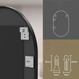 Miroir ovale 80x40 cm | 100x50 cm, idéal pour les salles de bains, les couloirs et les salons, style loft industriel, design polyvalent, matériau durable et de haute qualité