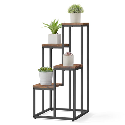 Support pour pots de fleurs à 4 et 6 niveaux - Idéal pour le salon, la chambre, le couloir ou le bureau - Support pour plantes de style loft avec cadre en acier pour plus de stabilité - polyvalent et fonctionnel