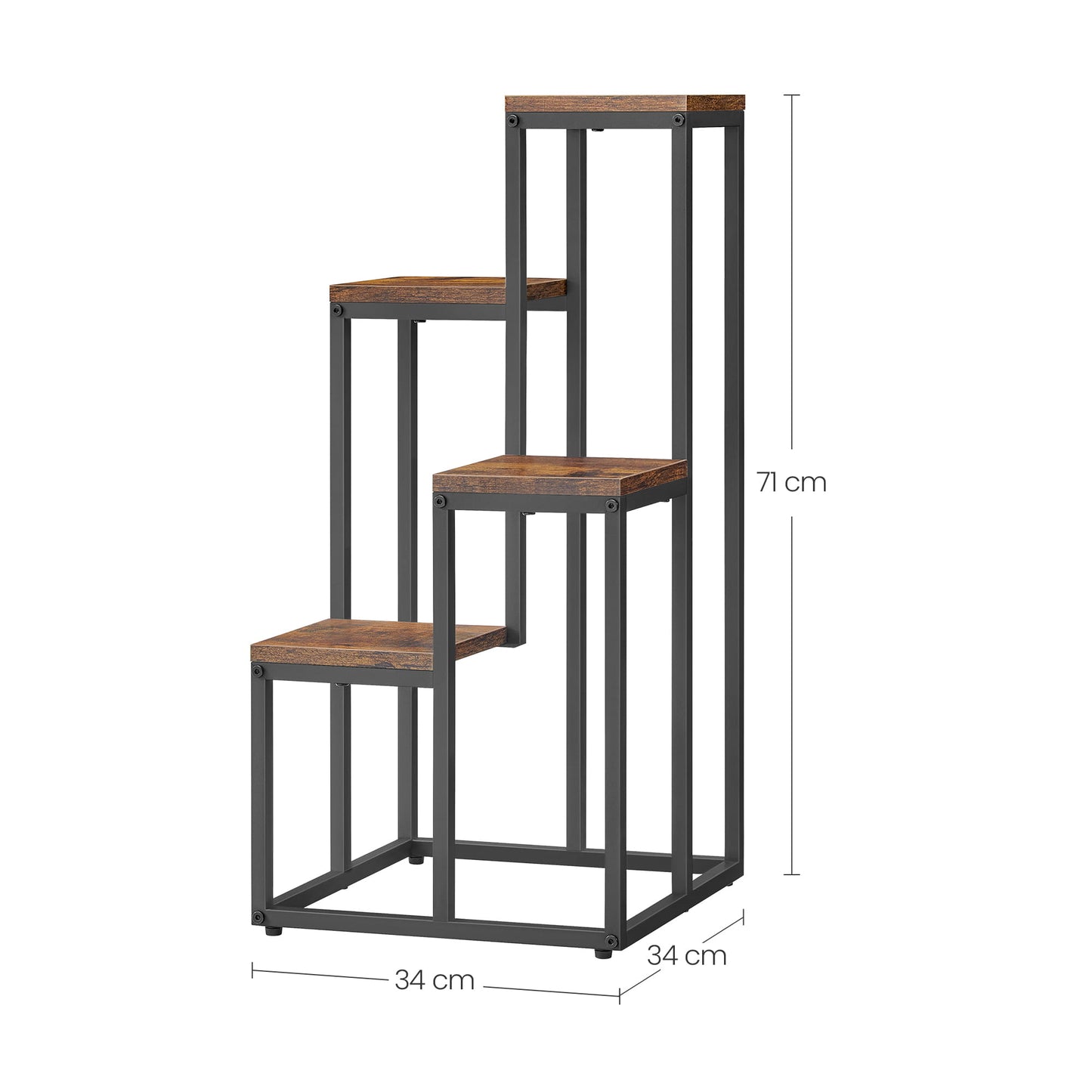 Blumentopfregal mit 4 & 6 Ebenen - Ideal für Wohnzimmer, Schlafzimmer, Flur, oder Büro - Loft-Stil Pflanzenständer mit Stahlrahmen für Stabilität - vielseitig und funktional