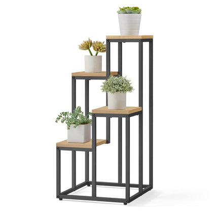 Support pour pots de fleurs à 4 et 6 niveaux - Idéal pour le salon, la chambre, le couloir ou le bureau - Support pour plantes de style loft avec cadre en acier pour plus de stabilité - polyvalent et fonctionnel