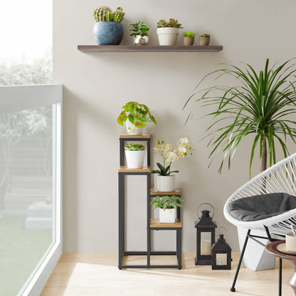 Support pour pots de fleurs à 4 et 6 niveaux - Idéal pour le salon, la chambre, le couloir ou le bureau - Support pour plantes de style loft avec cadre en acier pour plus de stabilité - polyvalent et fonctionnel