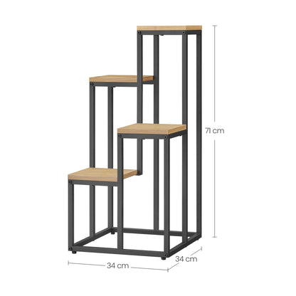 Blumentopfregal mit 4 & 6 Ebenen - Ideal für Wohnzimmer, Schlafzimmer, Flur, oder Büro - Loft-Stil Pflanzenständer mit Stahlrahmen für Stabilität - vielseitig und funktional