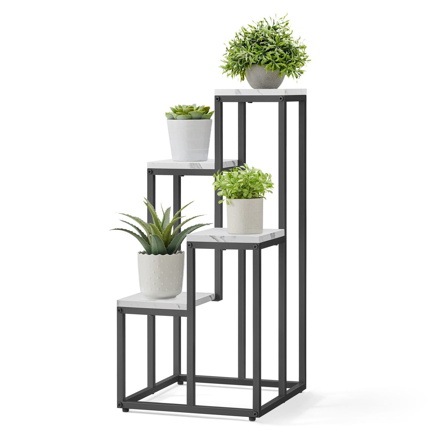 Support pour pots de fleurs à 4 et 6 niveaux - Idéal pour le salon, la chambre, le couloir ou le bureau - Support pour plantes de style loft avec cadre en acier pour plus de stabilité - polyvalent et fonctionnel