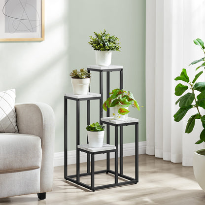 Support pour pots de fleurs à 4 et 6 niveaux - Idéal pour le salon, la chambre, le couloir ou le bureau - Support pour plantes de style loft avec cadre en acier pour plus de stabilité - polyvalent et fonctionnel