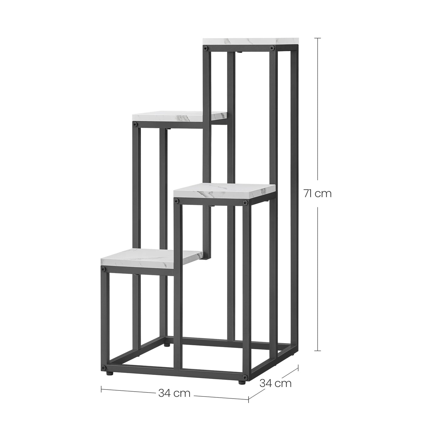 Blumentopfregal mit 4 & 6 Ebenen - Ideal für Wohnzimmer, Schlafzimmer, Flur, oder Büro - Loft-Stil Pflanzenständer mit Stahlrahmen für Stabilität - vielseitig und funktional