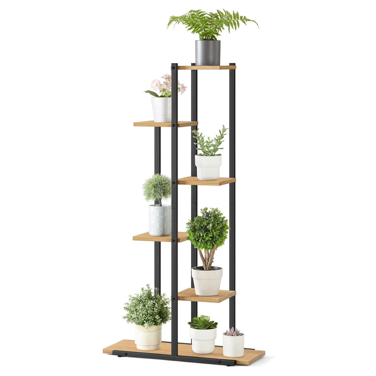 Support pour pots de fleurs à 4 et 6 niveaux - Idéal pour le salon, la chambre, le couloir ou le bureau - Support pour plantes de style loft avec cadre en acier pour plus de stabilité - polyvalent et fonctionnel