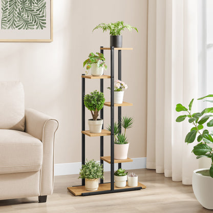 Support pour pots de fleurs à 4 et 6 niveaux - Idéal pour le salon, la chambre, le couloir ou le bureau - Support pour plantes de style loft avec cadre en acier pour plus de stabilité - polyvalent et fonctionnel