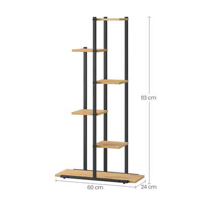 Blumentopfregal mit 4 & 6 Ebenen - Ideal für Wohnzimmer, Schlafzimmer, Flur, oder Büro - Loft-Stil Pflanzenständer mit Stahlrahmen für Stabilität - vielseitig und funktional