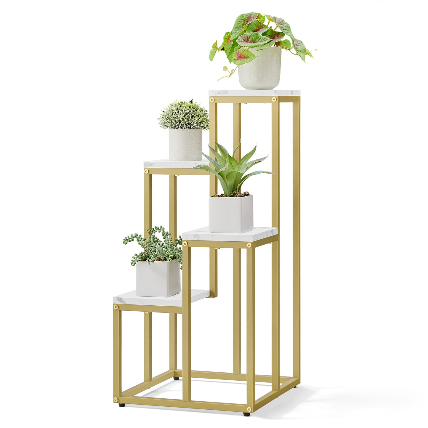 Support pour pots de fleurs à 4 et 6 niveaux - Idéal pour le salon, la chambre, le couloir ou le bureau - Support pour plantes de style loft avec cadre en acier pour plus de stabilité - polyvalent et fonctionnel