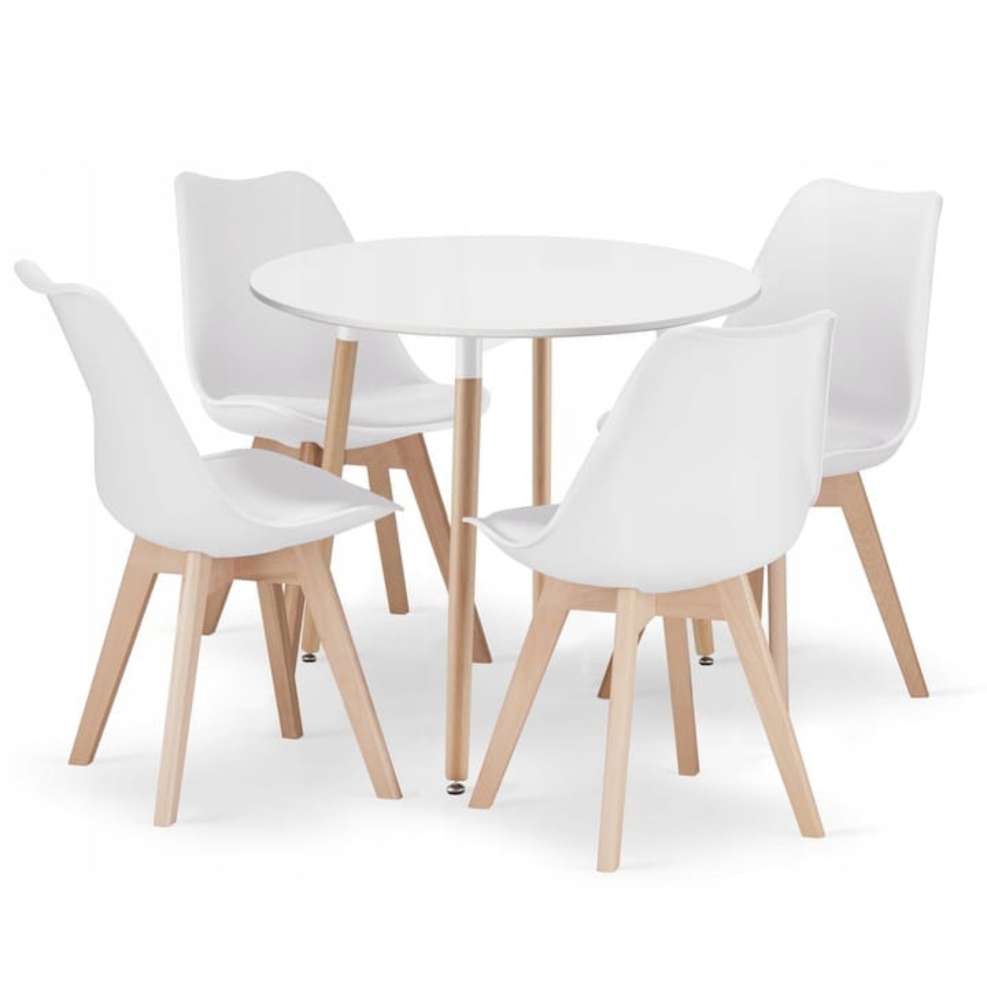 Esstisch mit 4 Stühlen Set mit 4 ergonomischen Stühlen runder Tisch 80 cm Esszimmerset Ideal für Wohnzimmer, Küche und Esszimmer Modernes Design und