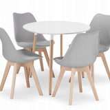 Table à manger avec 4 chaises Ensemble de 4 chaises ergonomiques Table ronde Ensemble de salle à manger 80 cm Idéal pour le salon, la cuisine et la salle à manger Design moderne et de haute qualité Ensemble complet