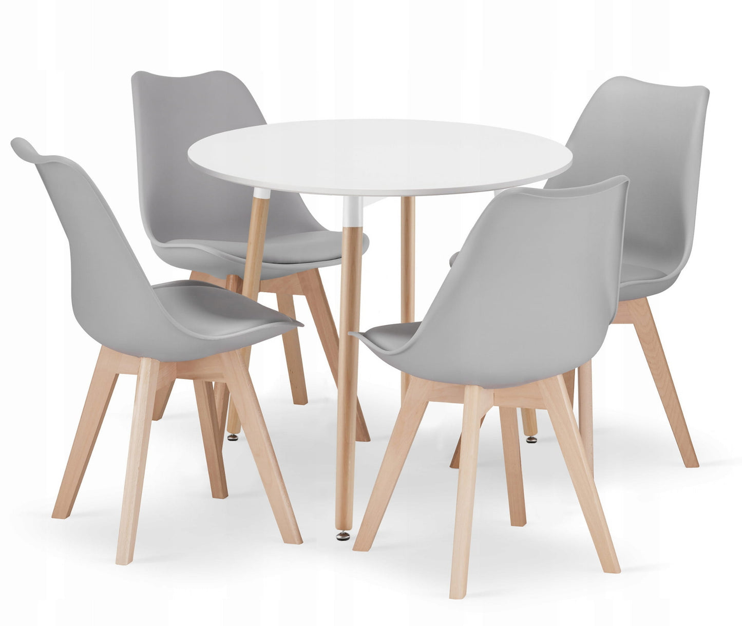 Esstisch mit 4 Stühlen Set mit 4 ergonomischen Stühlen runder Tisch 80 cm Esszimmerset Ideal für Wohnzimmer, Küche und Esszimmer Modernes Design und hohe Qualität Komplettset