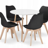 Table à manger avec 4 chaises Ensemble de 4 chaises ergonomiques Table ronde Ensemble de salle à manger 80 cm Idéal pour le salon, la cuisine et la salle à manger Design moderne et de haute qualité Ensemble complet