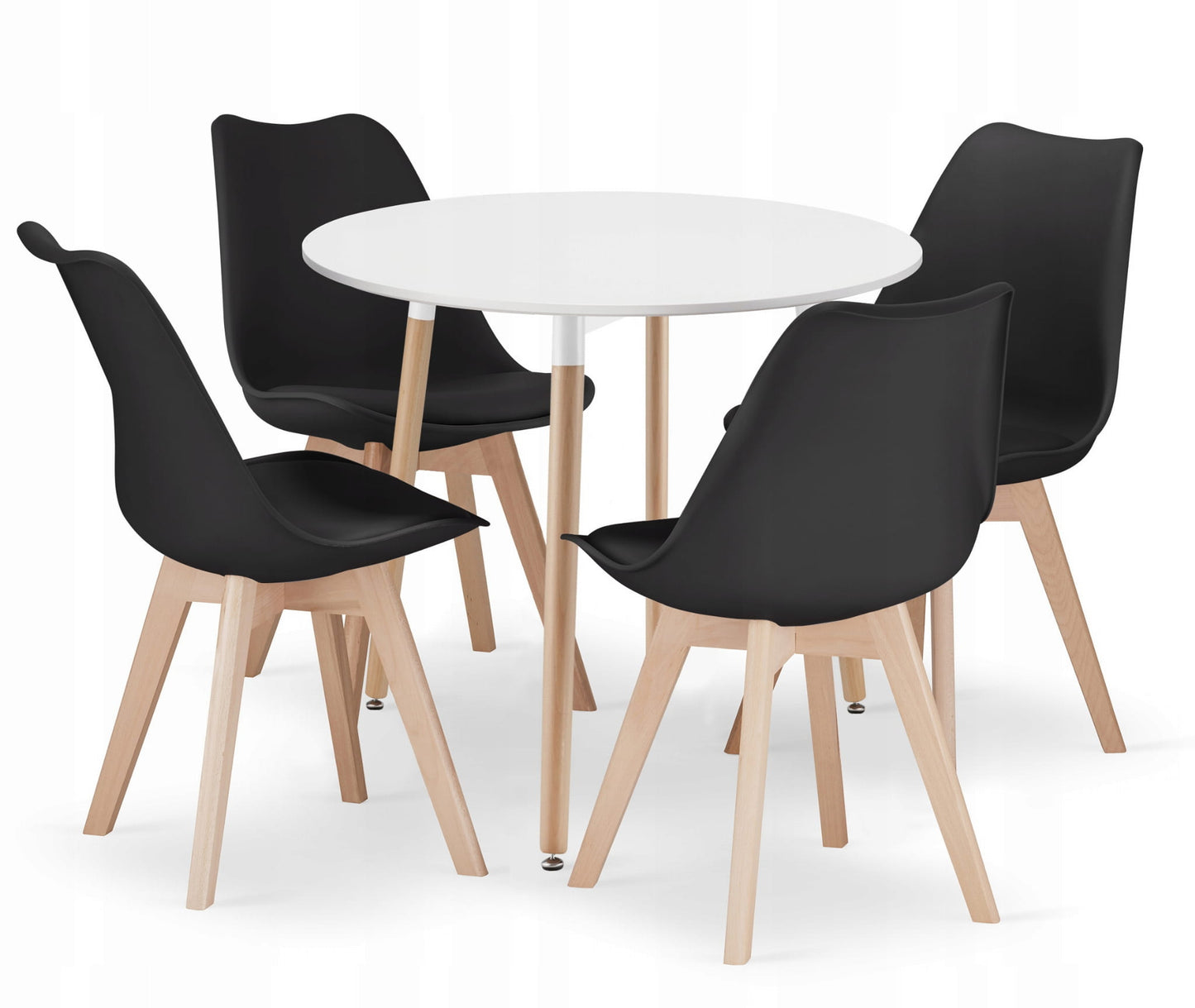 Esstisch mit 4 Stühlen Set mit 4 ergonomischen Stühlen runder Tisch 80 cm Esszimmerset Ideal für Wohnzimmer, Küche und Esszimmer Modernes Design und hohe Qualität Komplettset