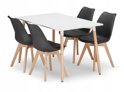 Esszimmerset mit Esstisch 120x80 cm und 4 Stühlen Rechteckiger Tisch Esstisch mit 4 ergonomischen Stühlen Komplettset Ideal für Wohnzimmer, Küche oder Esszimmer - Modernes Design, hochwertig