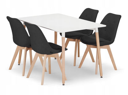 Esszimmerset mit Esstisch 120x80 cm und 4 Stühlen Rechteckiger Tisch Esstisch mit 4 ergonomischen Stühlen Komplettset Ideal für Wohnzimmer, Küche oder Esszimmer - Modernes Design, hochwertig