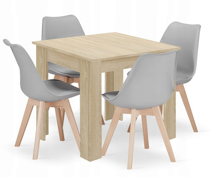 Esszimmerset mit Esstisch und 4 Stühlen quadratischer Tisch 80x80 & 120x80 cm und 4 ergonomischen Stühlen, ideal für Wohnzimmer, Küche und Esszimmer Modernes Design