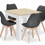 Ensemble de salle à manger avec table à manger et 4 chaises, table carrée 80x80 &amp; 120x80 cm et 4 chaises ergonomiques, idéal pour salon, cuisine et salle à manger Design moderne