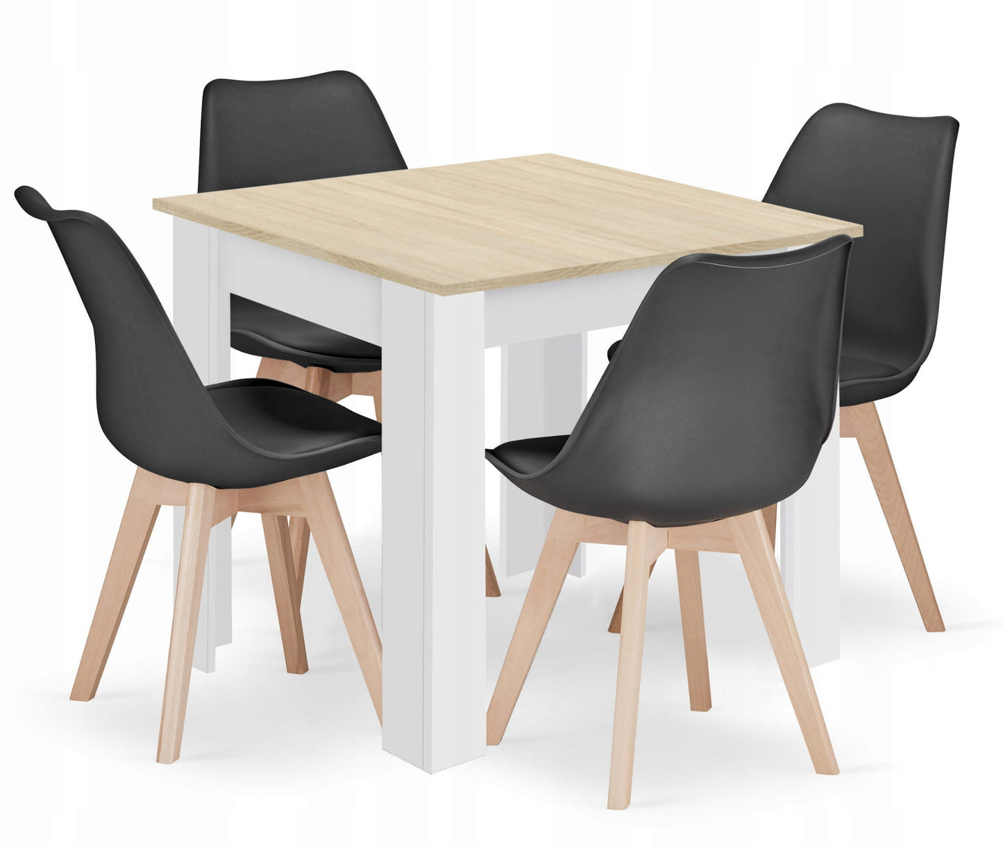 Ensemble de salle à manger avec table à manger et 4 chaises, table carrée 80x80 &amp; 120x80 cm et 4 chaises ergonomiques, idéal pour salon, cuisine et salle à manger Design moderne