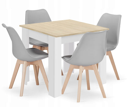 Esszimmerset mit Esstisch und 4 Stühlen quadratischer Tisch 80x80 & 120x80 cm und 4 ergonomischen Stühlen, ideal für Wohnzimmer, Küche und Esszimmer Modernes Design