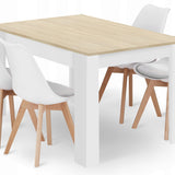 Ensemble de salle à manger avec table à manger et 4 chaises, table carrée 80x80 &amp; 120x80 cm et 4 chaises ergonomiques, idéal pour salon, cuisine et salle à manger Design moderne