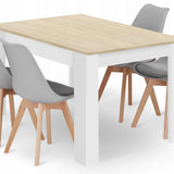 Ensemble de salle à manger avec table à manger et 4 chaises, table carrée 80x80 &amp; 120x80 cm et 4 chaises ergonomiques, idéal pour salon, cuisine et salle à manger Design moderne