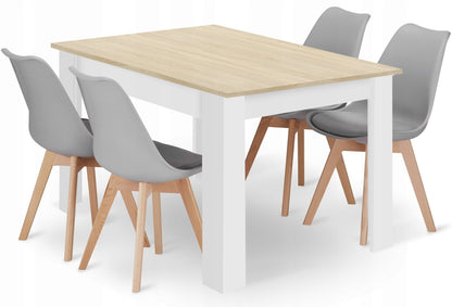 Ensemble de salle à manger avec table à manger et 4 chaises, table carrée 80x80 &amp; 120x80 cm et 4 chaises ergonomiques, idéal pour salon, cuisine et salle à manger Design moderne